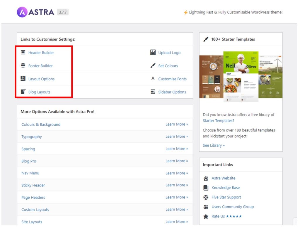 Astra Theme Customizations