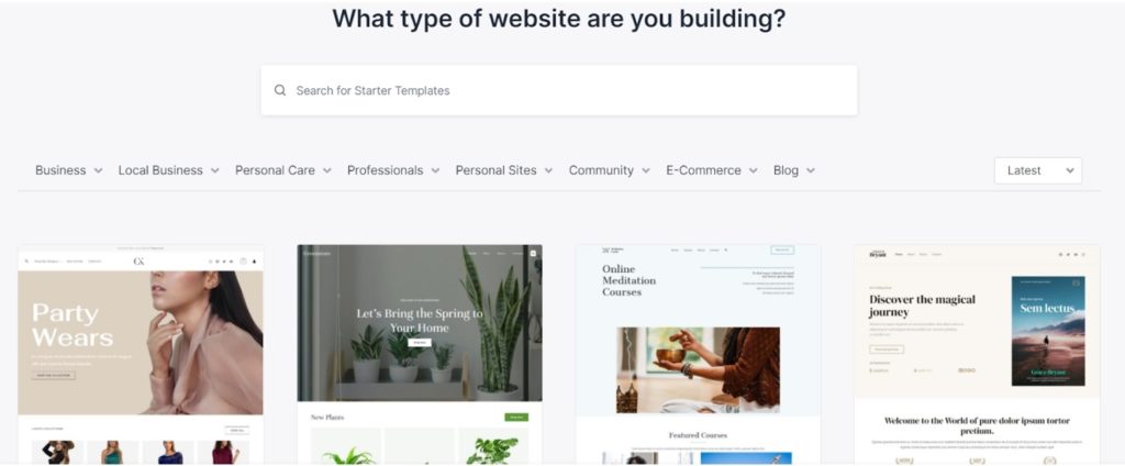 Astra Types of Websites