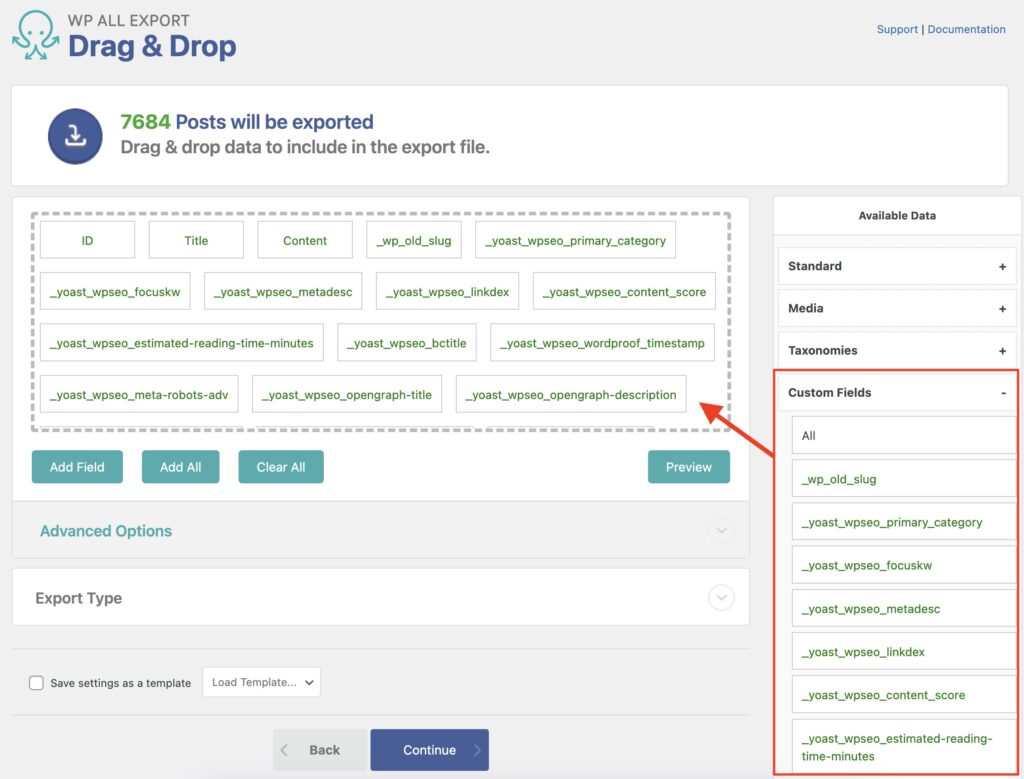 Export Custom Fields Example Yoast