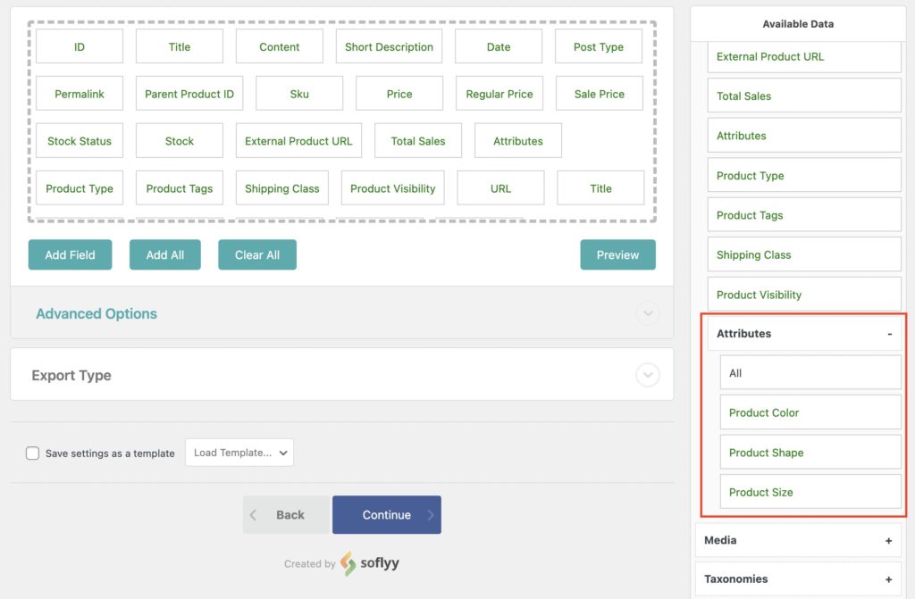Export Variable Products Attributes Section