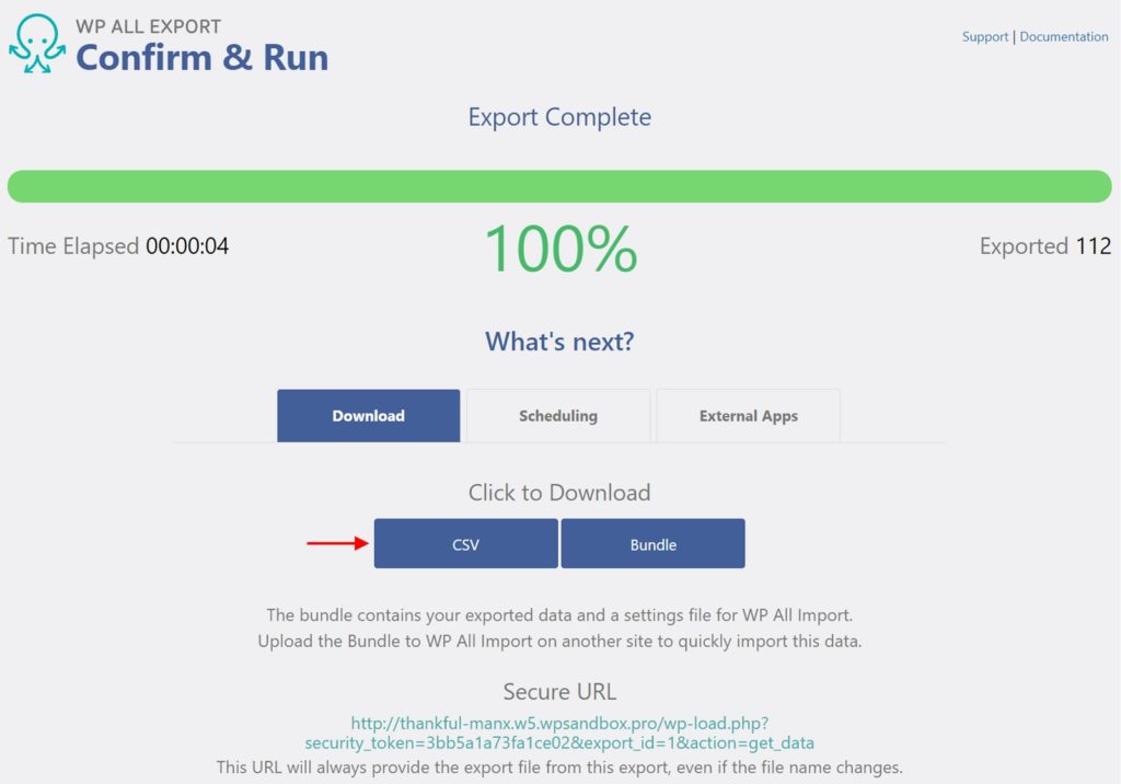 Confirm and Run Screen