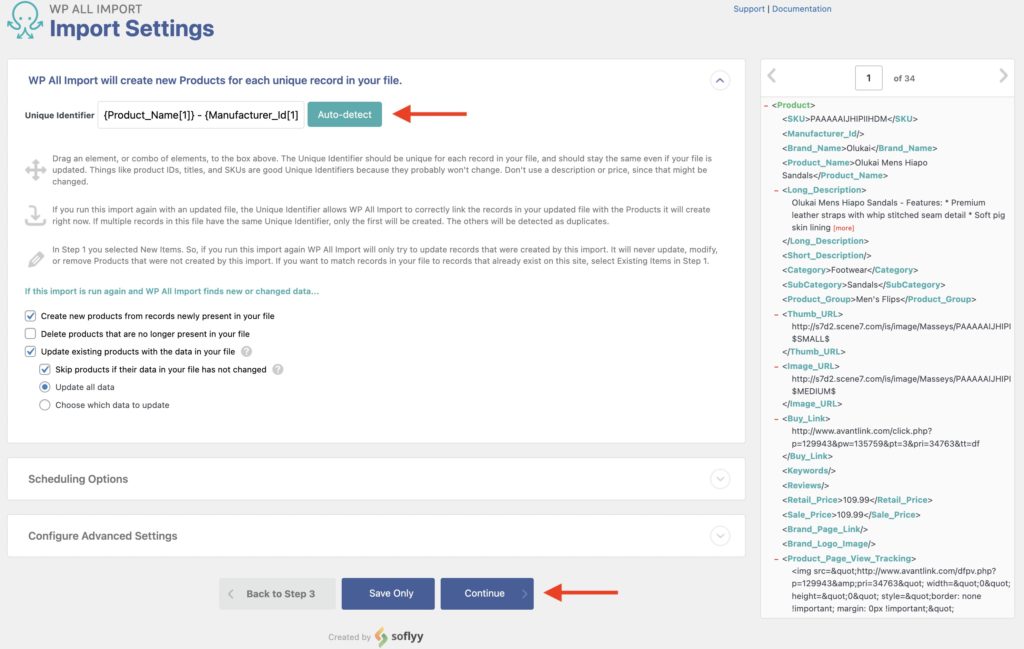 Import Variable Products Import Settings