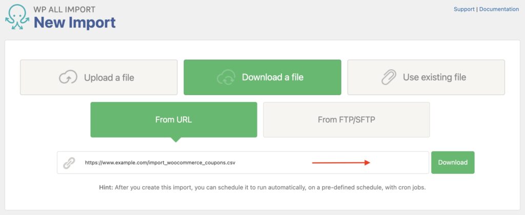 Import WooCommerce Coupons Download from URL