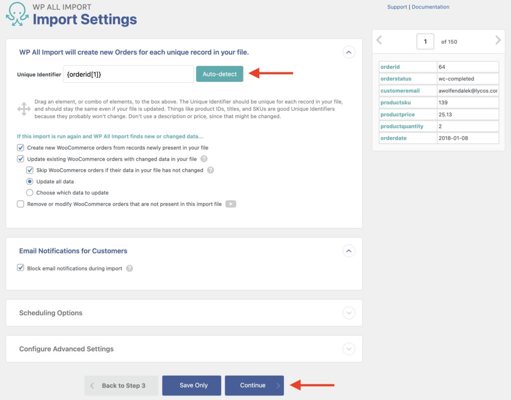 Import WooCommerce Orders Final Import Settings