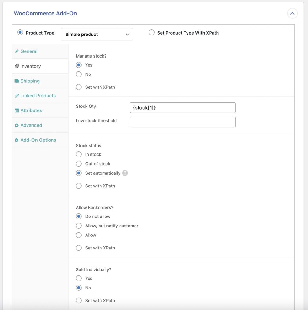 Import WooCommerce Products Inventory Tab