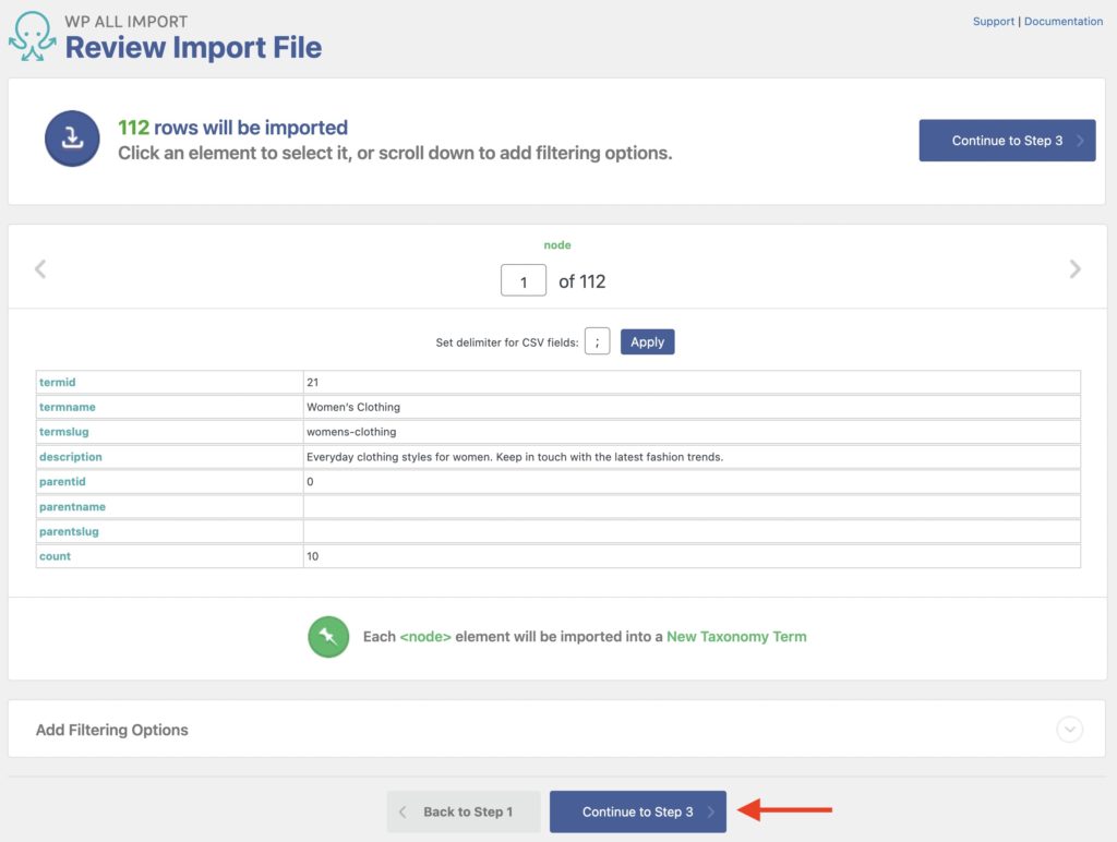 Import WordPress Categories Review Import File