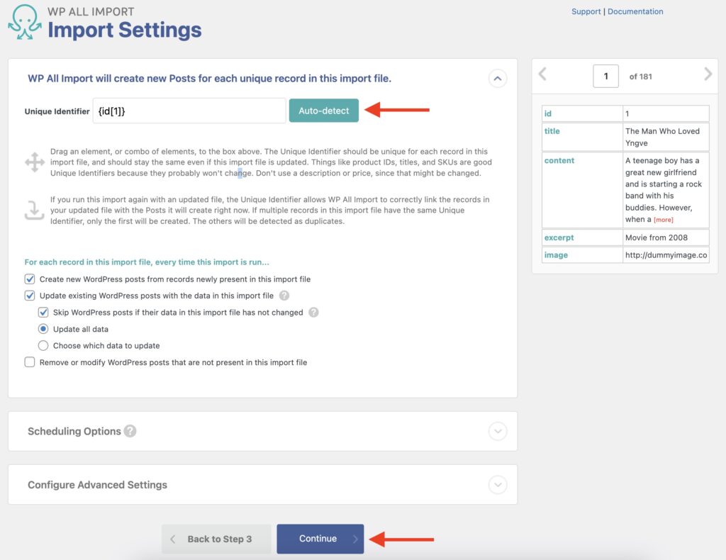Import WordPress Posts Settings