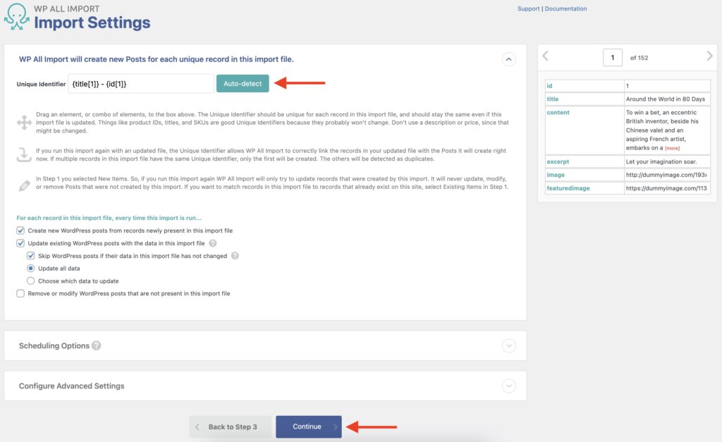 Import WordPress Posts with Images Import Settings