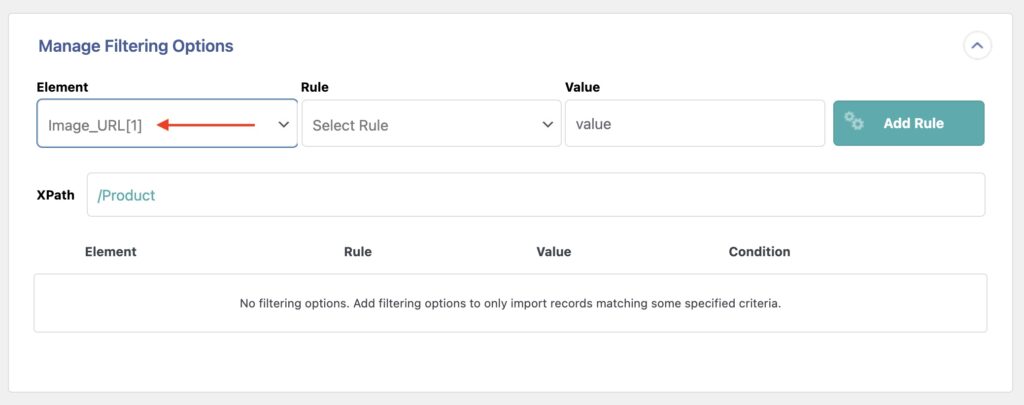Manage Filtering Options Image URL