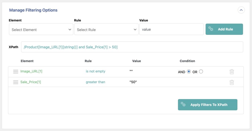 Manage Filtering Options Second Example
