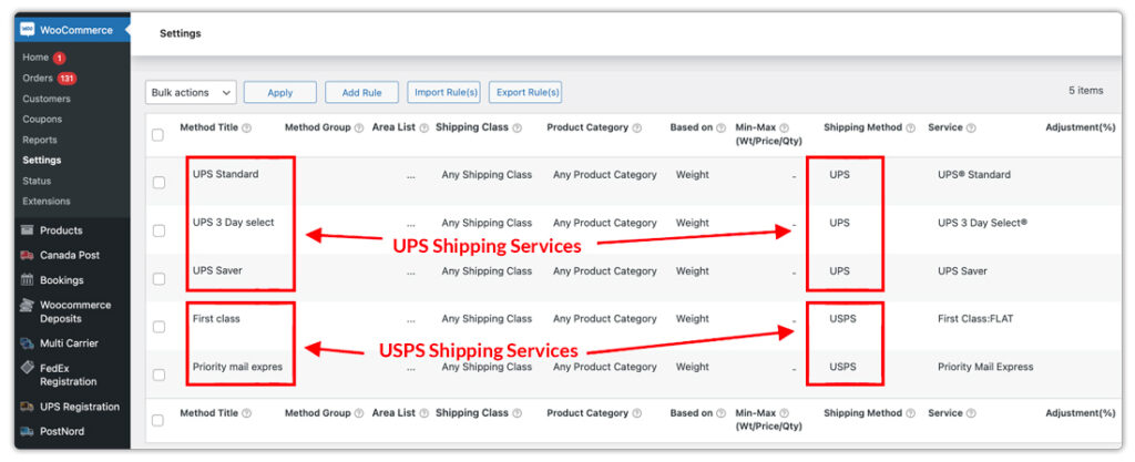 multi carrier shipping options