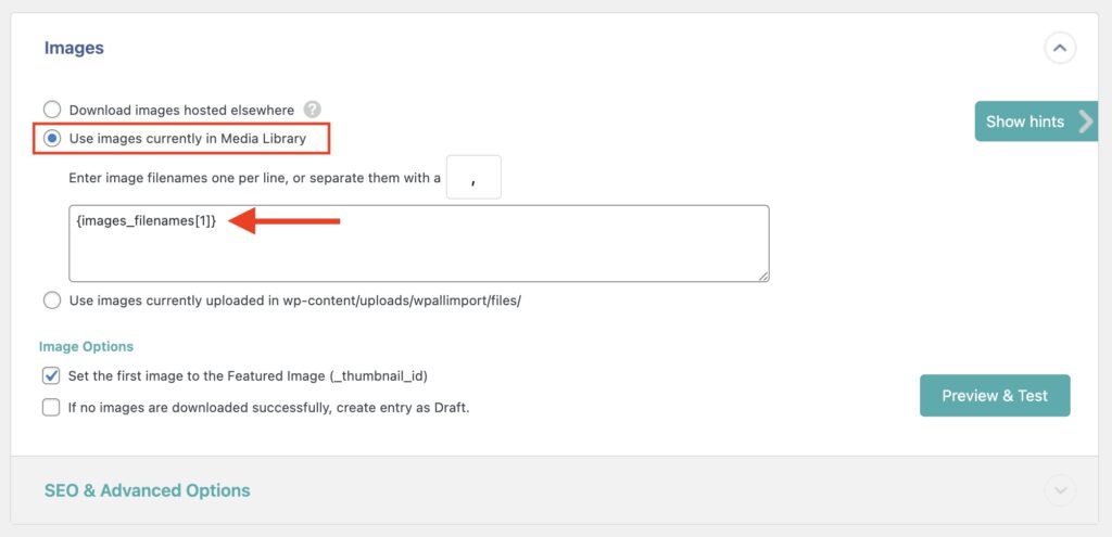Use Images Currently in Media Library