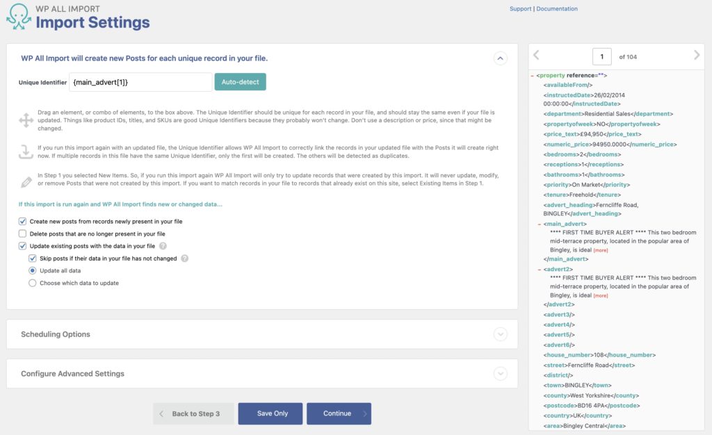 WordPress Import - Import Settings