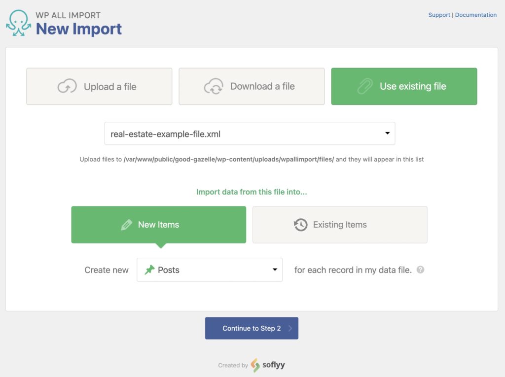 WordPress Import - Upload Import File