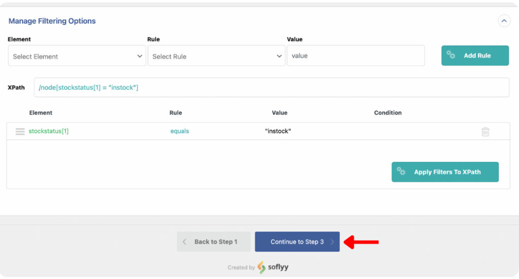 add filters to select specific products to import