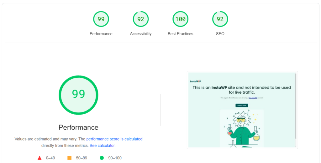 GeneratePress PageSpeed Insights