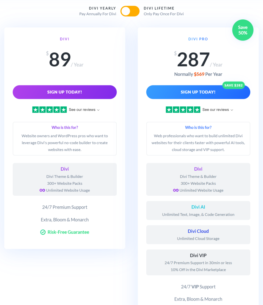 WordPress Page Builders - Divi Pricing
