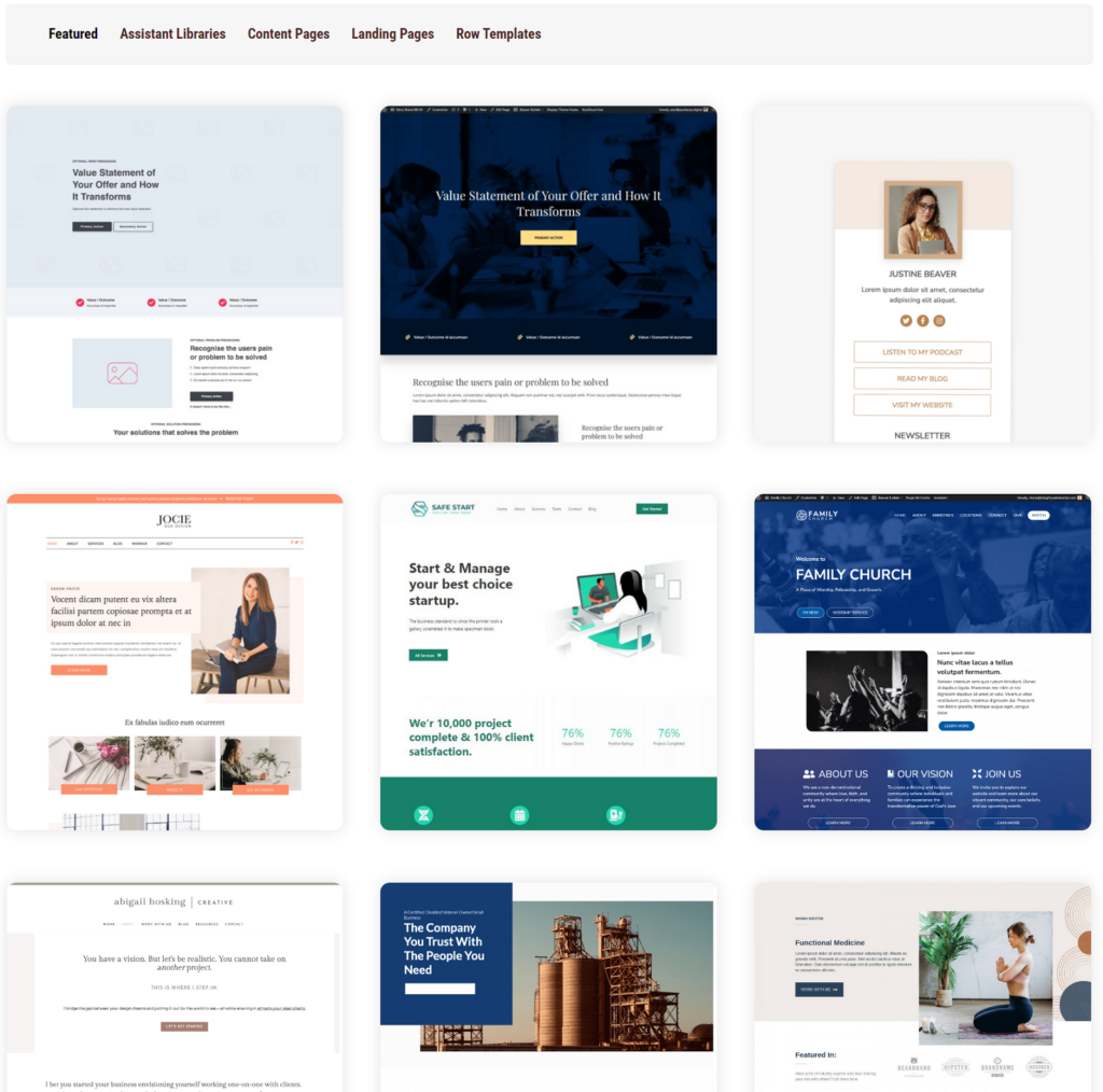 WordPress Page Builders - Beaver Builder Templates
