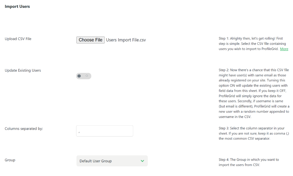 Import Users ProfileGrid Plugin