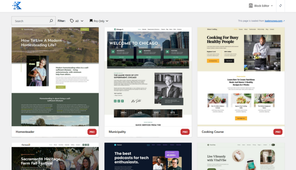 Kadence paid templates