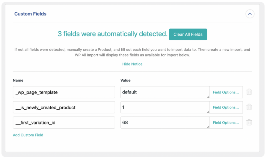 map amazon product custom fields to WooCommerce
