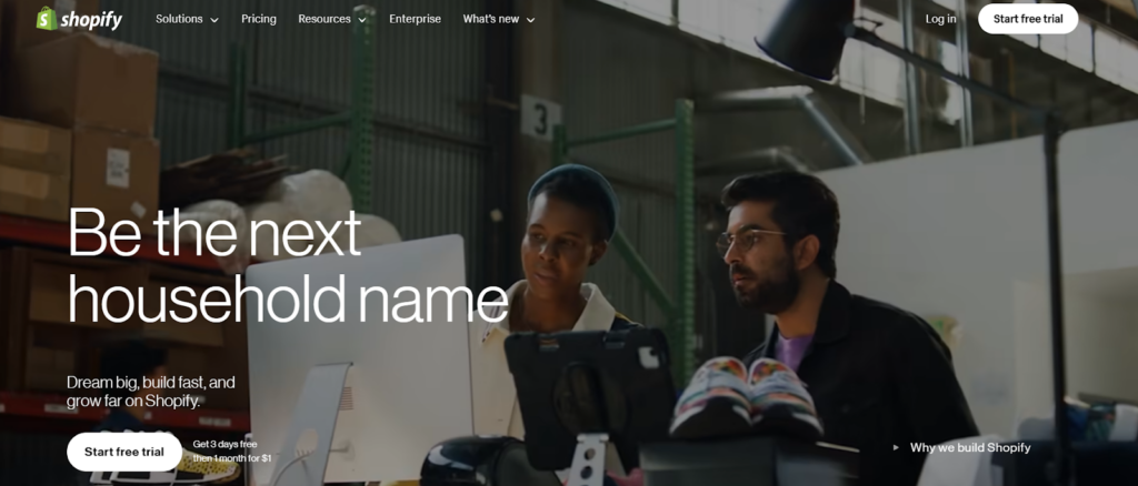 Shopify homepage