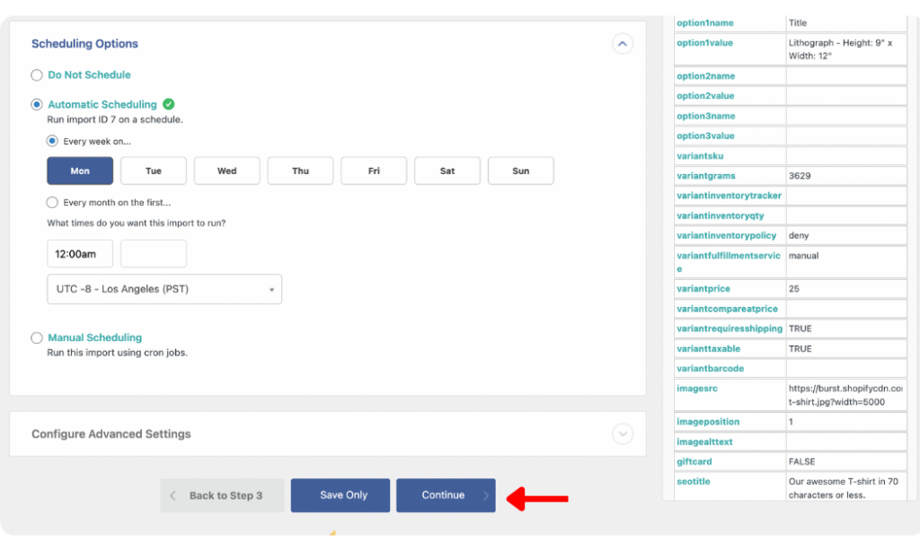 Shopify to WooCommerce import scheduling