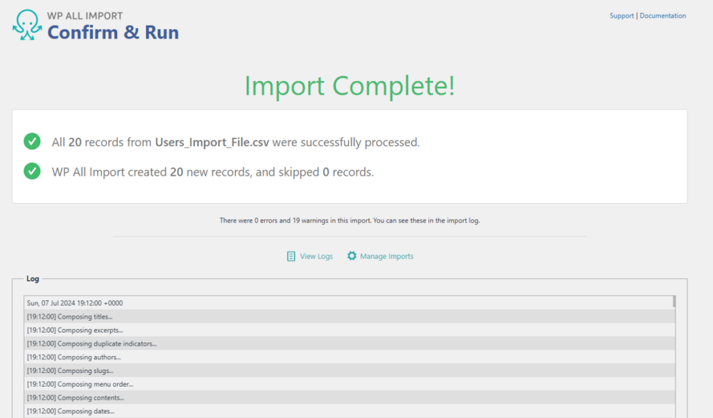 User Import Complete WP All Import