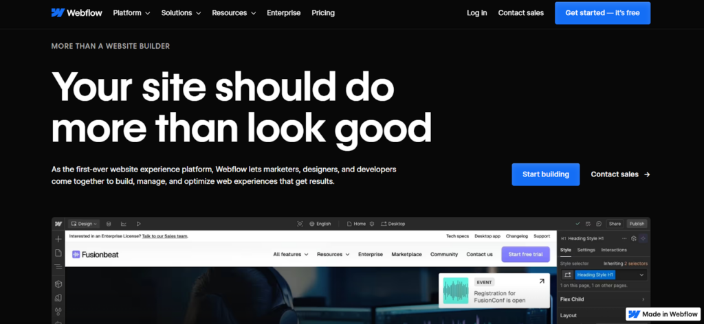 Webflow homepage
