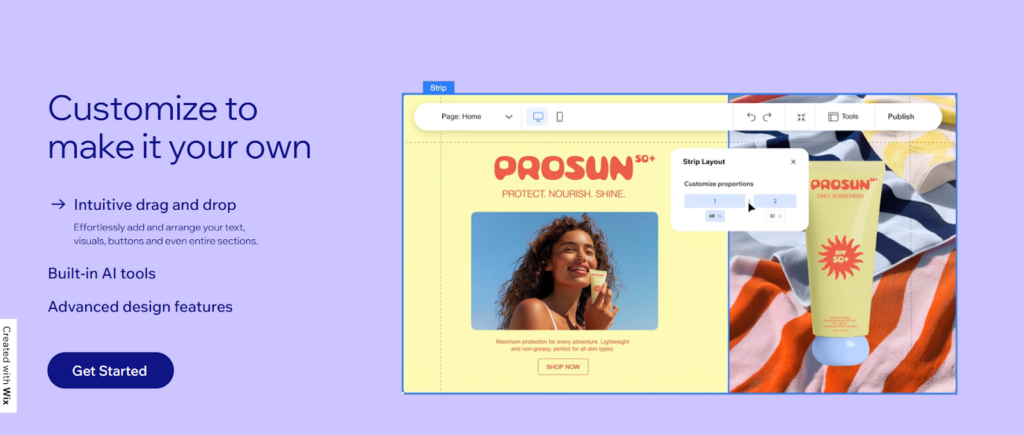 Wix drag and drop builder