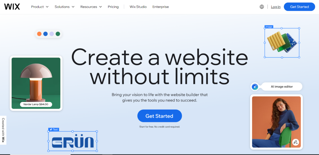 Wix homepage