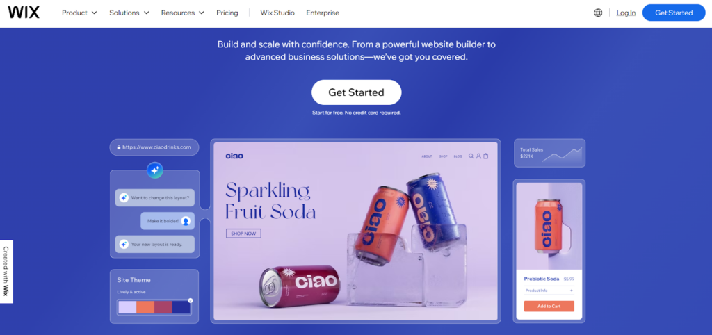 Wix homepage